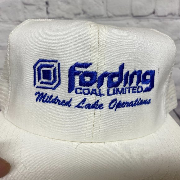 Vintage Trucker Hat Mesh Cap Snapback White Fording Coal Limited MILFRED Lake Op - Picture 6 of 8